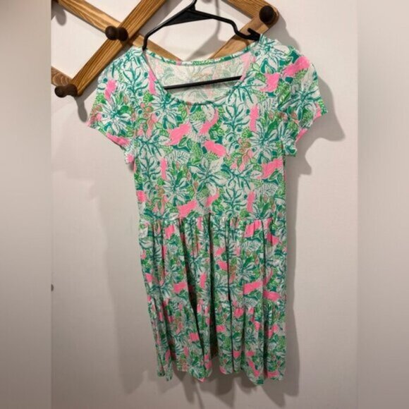 Lily Pulitzer Geanna Swing Tiered DressBotanical Green Just Wing It Size XS - Picture 2 of 7